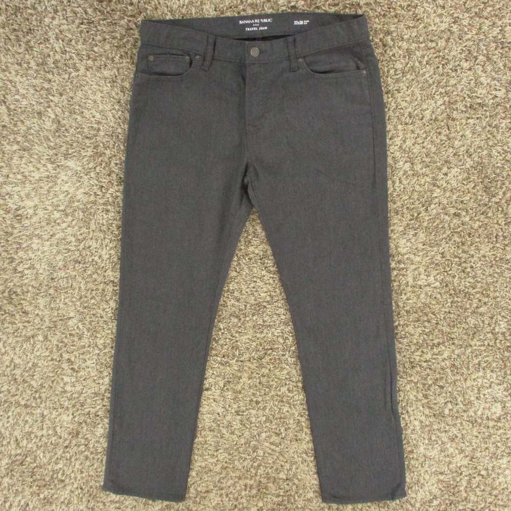 Banana Republic Travel Jeans Men's 35x30 Gray Slim Fit Stretch‎ Pants